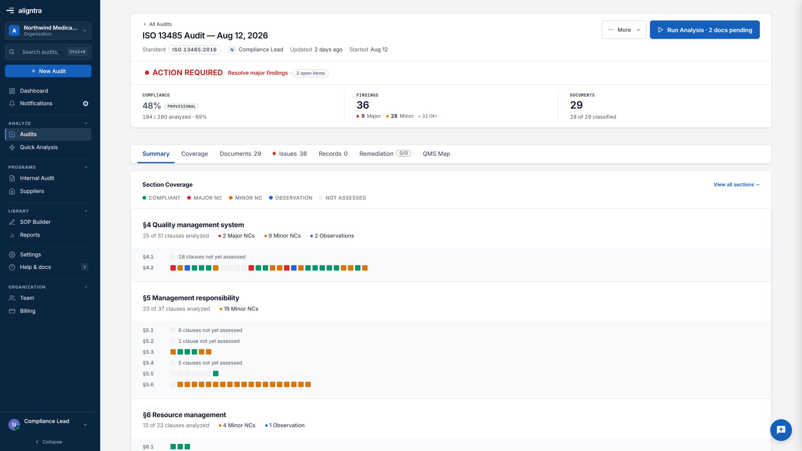 The audit summary screen from the interactive clickthrough